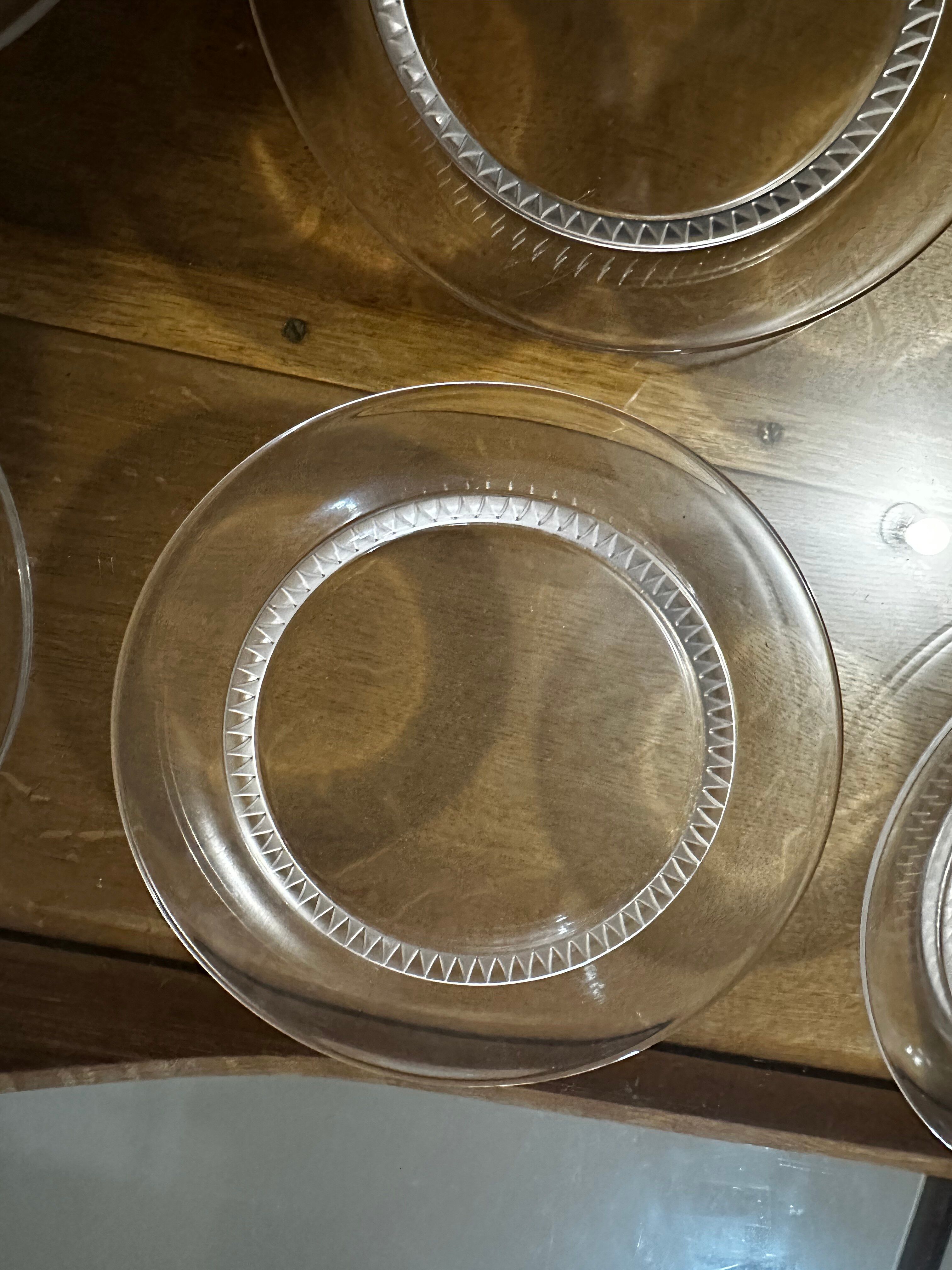 6 Starter/Dessert Plates Lalique France Model Bourgueil