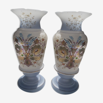 Pair of vases in romantic opaline Napoleon III