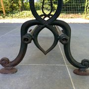 Art Nouveau cast iron and marble bistro table.