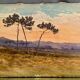 Watercolor late nineteenth early twentieth The evening on the moor signed Léon Roger 1886-1924