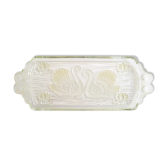 Glass swan cake dish