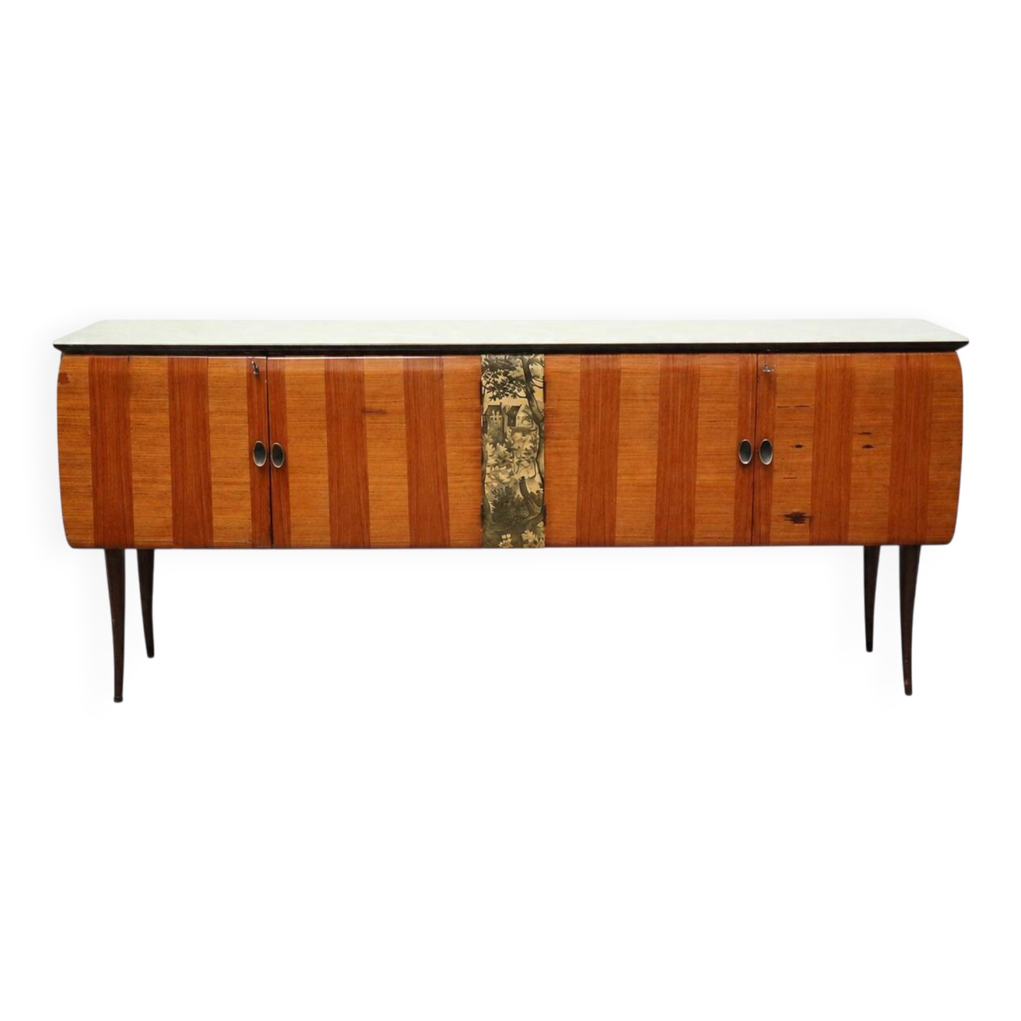 Italian vintage design sideboard with glass top – in the style of Vittorio Dassi