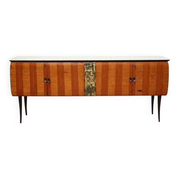 Buffet vintage italien avec plateau en verre – dans le style de Vittorio Dassi