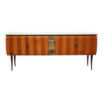 Italian vintage design sideboard with glass top – in the style of Vittorio Dassi