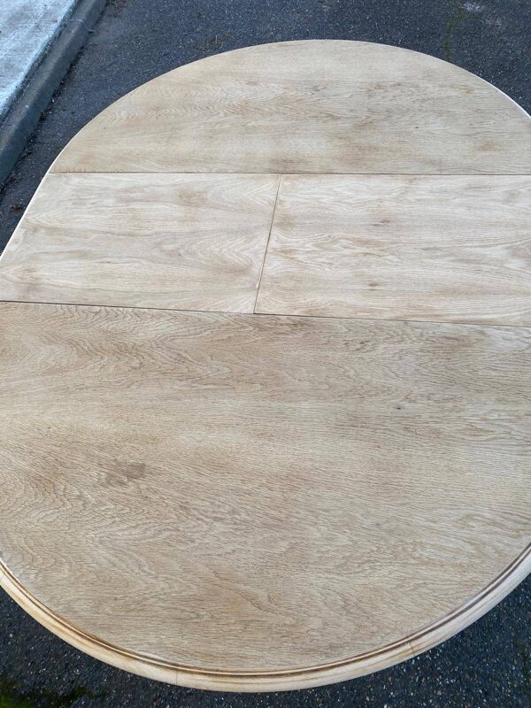 Table à manger ronde extensible rénovée Louis Philippe 115cm 6 personnes