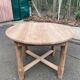 Renovated round extendable farmhouse dining table in solid oak 110-155cm.