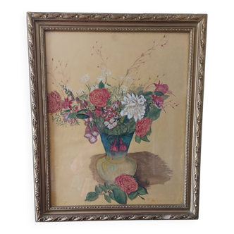 Painting framed under glass