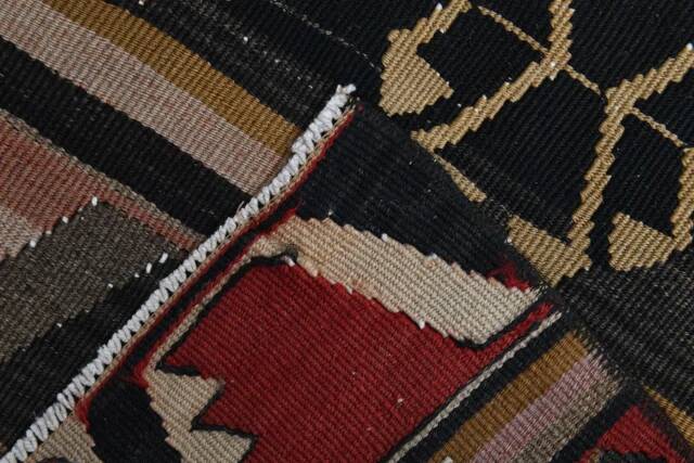 1970s Turkish Oushak Handmade Wool Cotton Brown Kilim Runner Rug 114x452