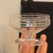 9 old champagne glasses in cut crystal and engraved art deco