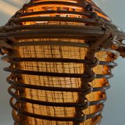 Unique wall lamp in bamboo and fabric, Lantern Design/One, Italy, 1960s