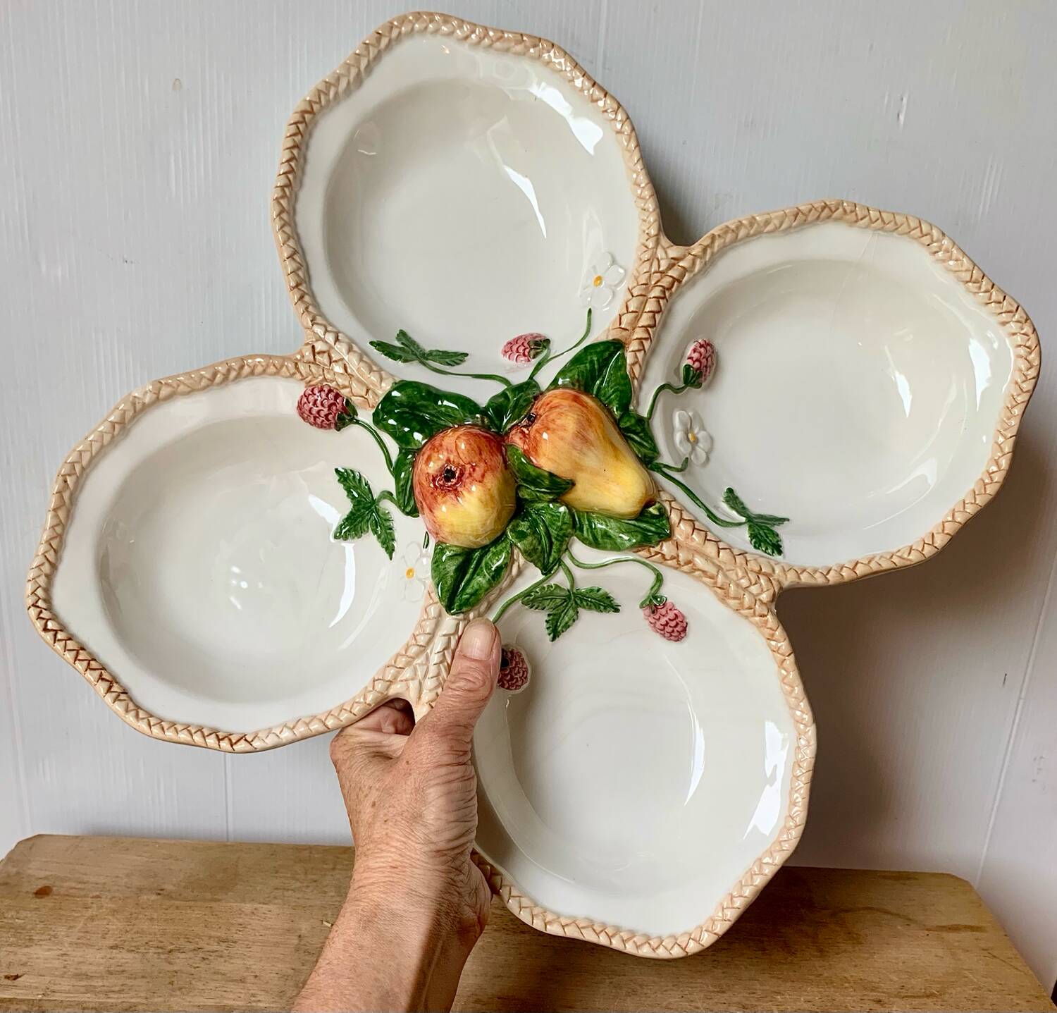 Large vintage barbotine aperitif serving dish