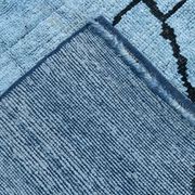 Sky Blue Wool Rug, Modern Handmade Designer Vintage Carpet, 213x281 Cm