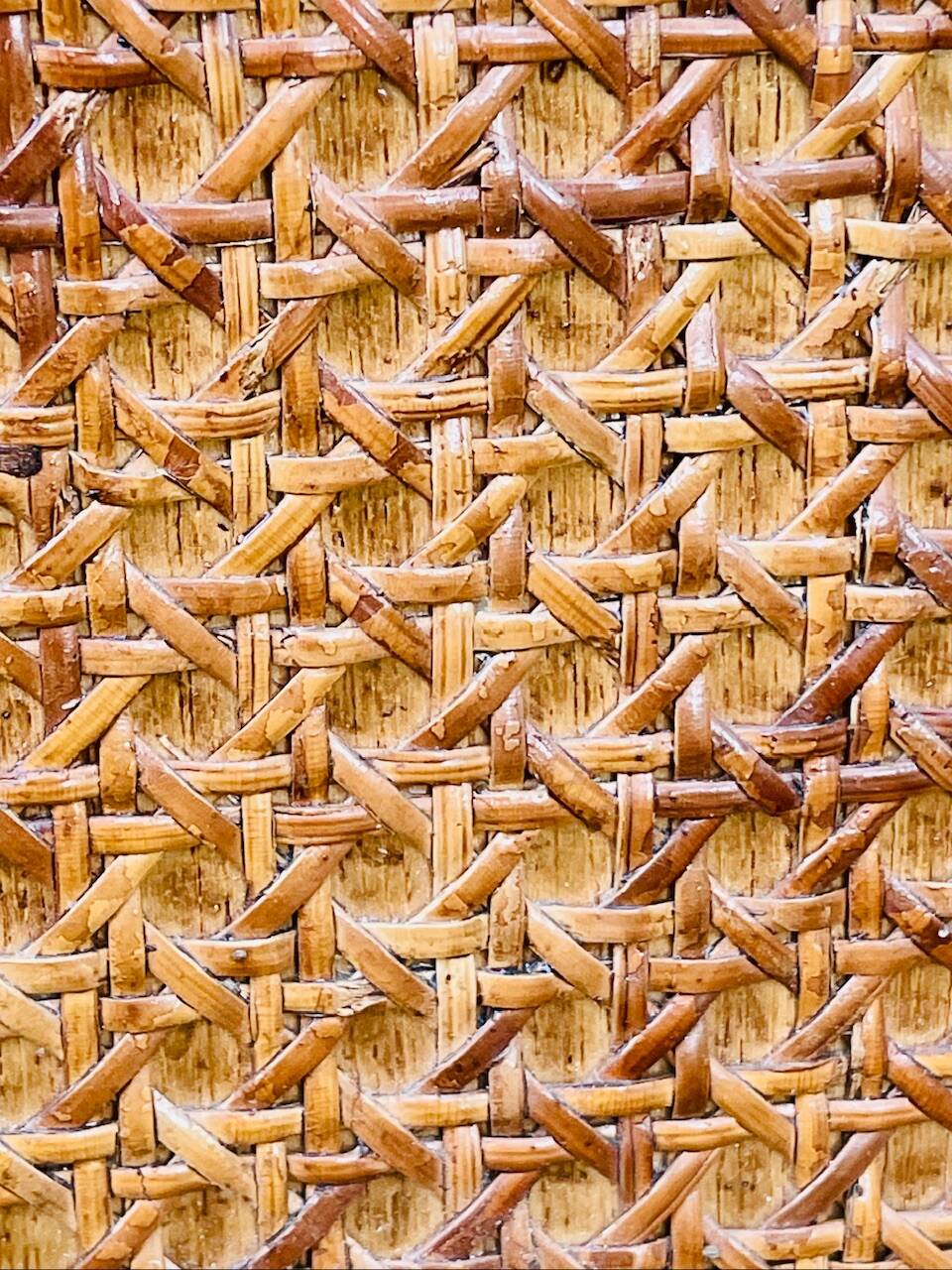 Vintage mirror, bamboo, caning and rattan, circa 1960s