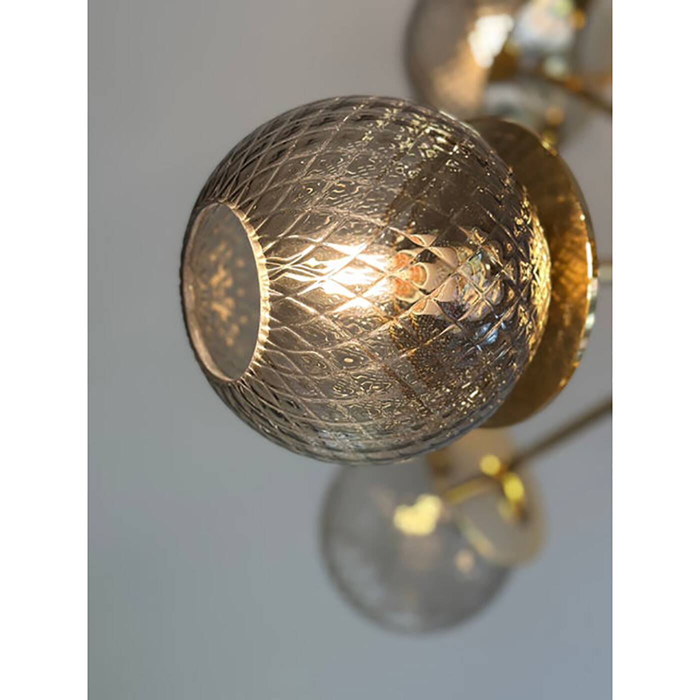 Contemporary Italian Gold Chandelier Sputnik in Style Murano Glass Smoked "