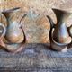 Pair of Beige Ceramic Soliflore Vases Vintage France #D889