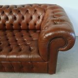 Light brown leather chesterfield sofa
