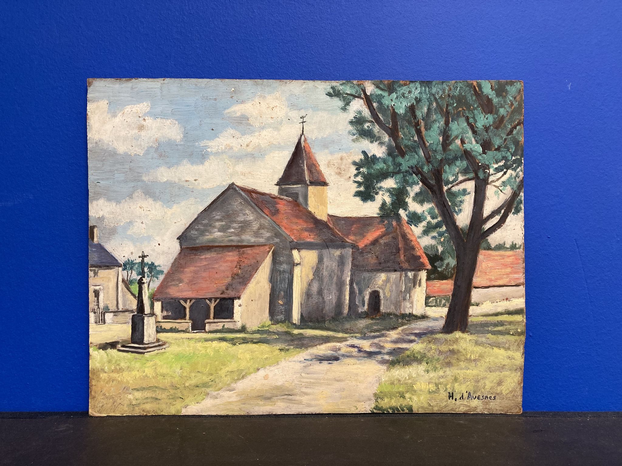 Huile sur panneau vintage