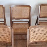 Set of 5 foldable cannate chairs (50s-60s)