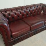 Burgundy leather chesterfield sofa