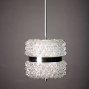 Vintage Crystal Glass Chandelier: Mid-Century Modern Austrolux Pendant Ligh