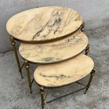 Vintage bronze, brass and onyx nesting table