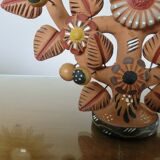 Chandelier, Mexican candlestick "tree of life" terracotta, 1970