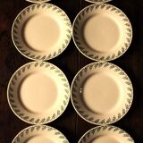 A set of 8 small plates Terre de Fer flowers green Choisy le Roi