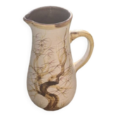 Vase, enameled ceramic jug, chiseled tree motif, west germany vintage 1970, numbered 3047