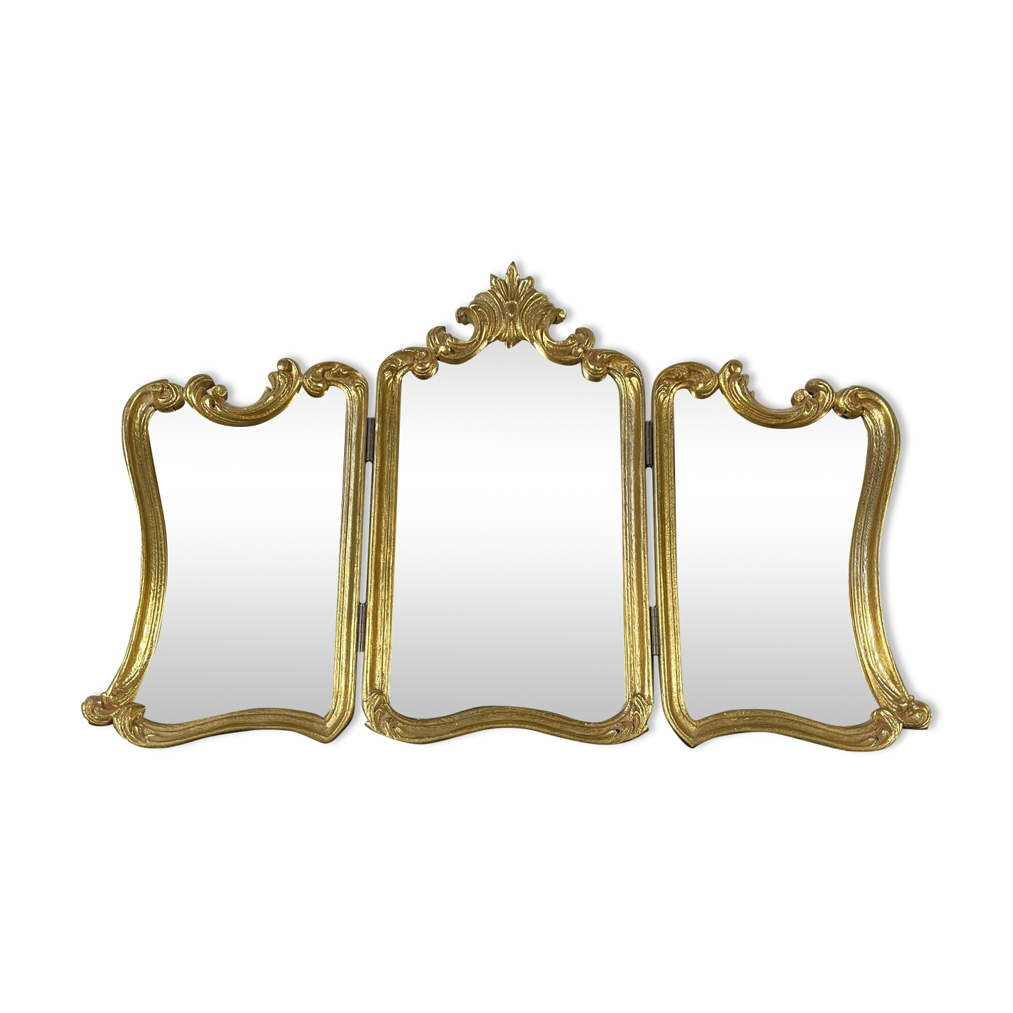 MIROIR TRIPTYQUE doré de style Louis XV