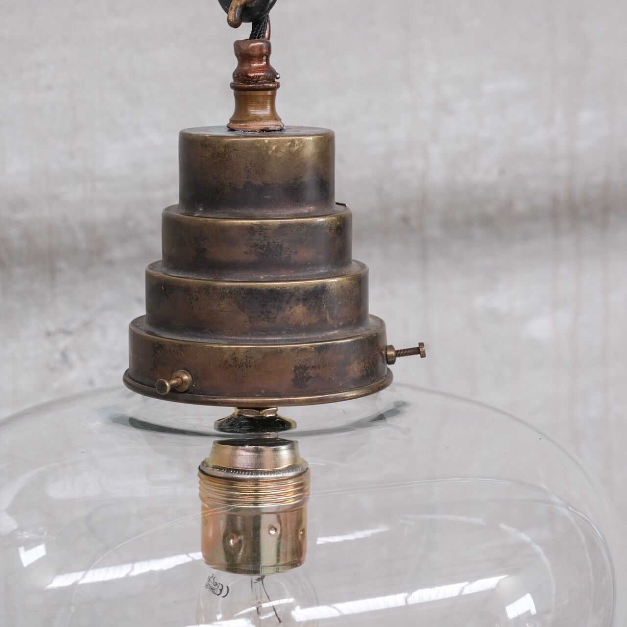 Mid-Century French Clear Glass Pendant Light