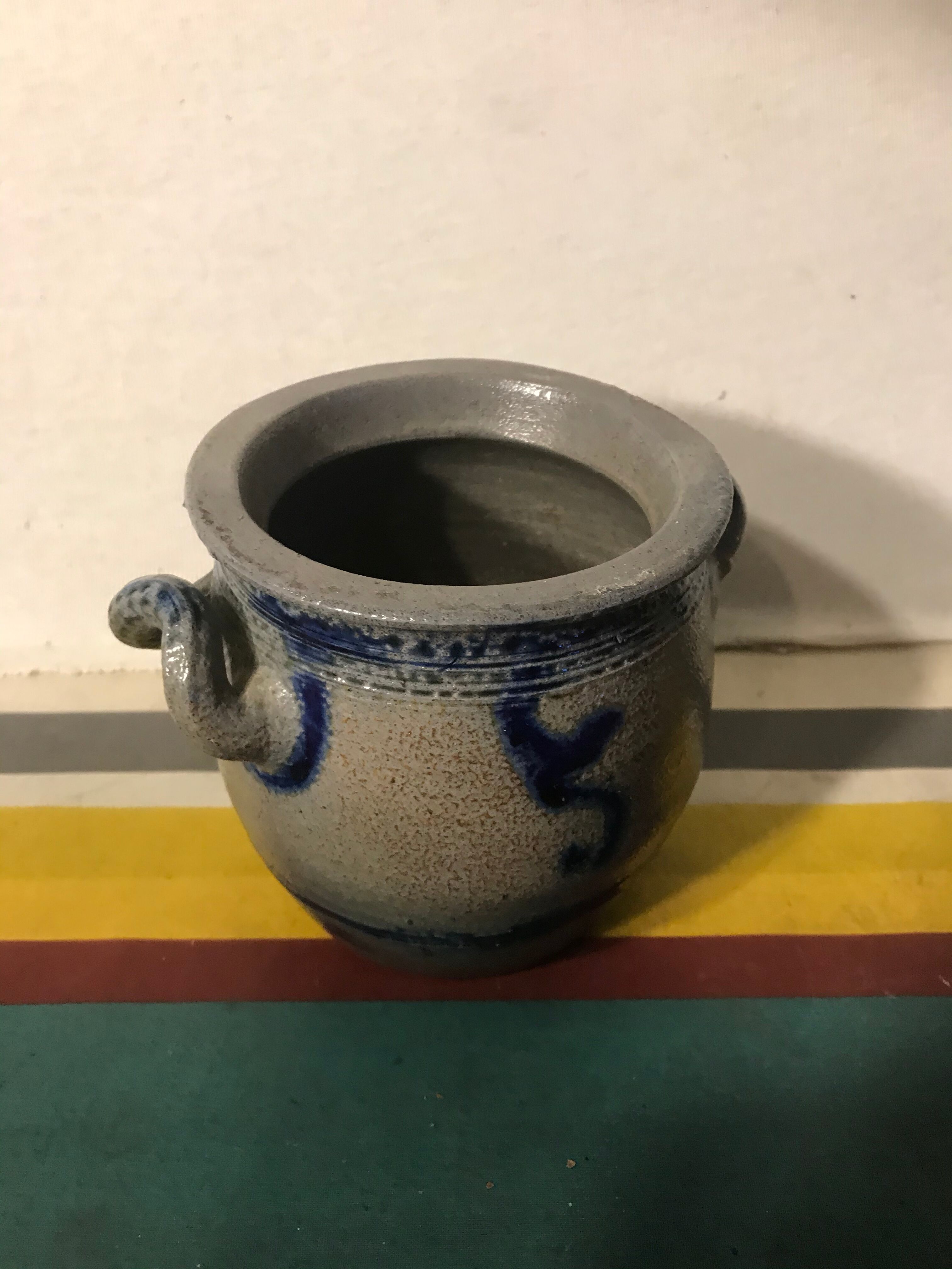 Lot 5 old blue sandstone 3 pots - carafe - vintage decoration tonneau