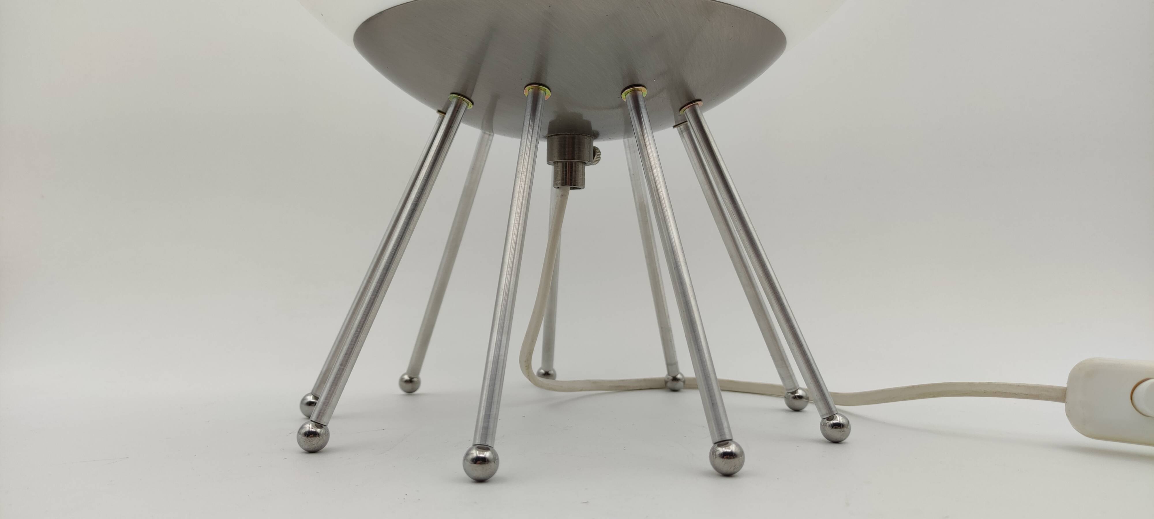 Large opaline globe aluminum metal lamp