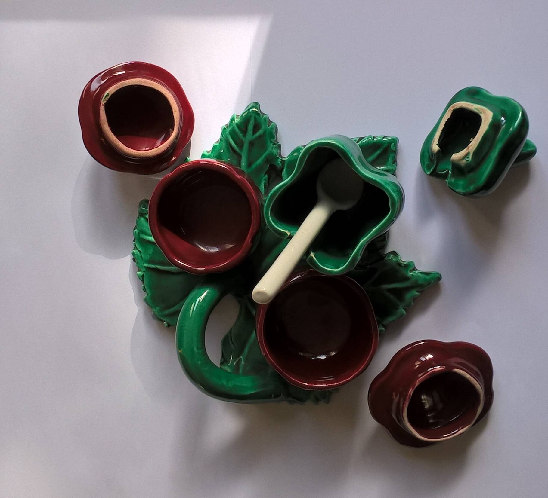 Vintage ceramic salt pepper mustard service 1950s 60s