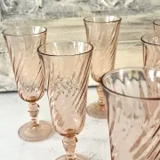 Champagne flutes set of 6, Rosaline luinarc swirl glass stemware