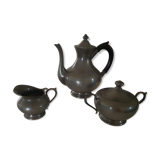 Ensemble théière sucrier pot à lait en étain
