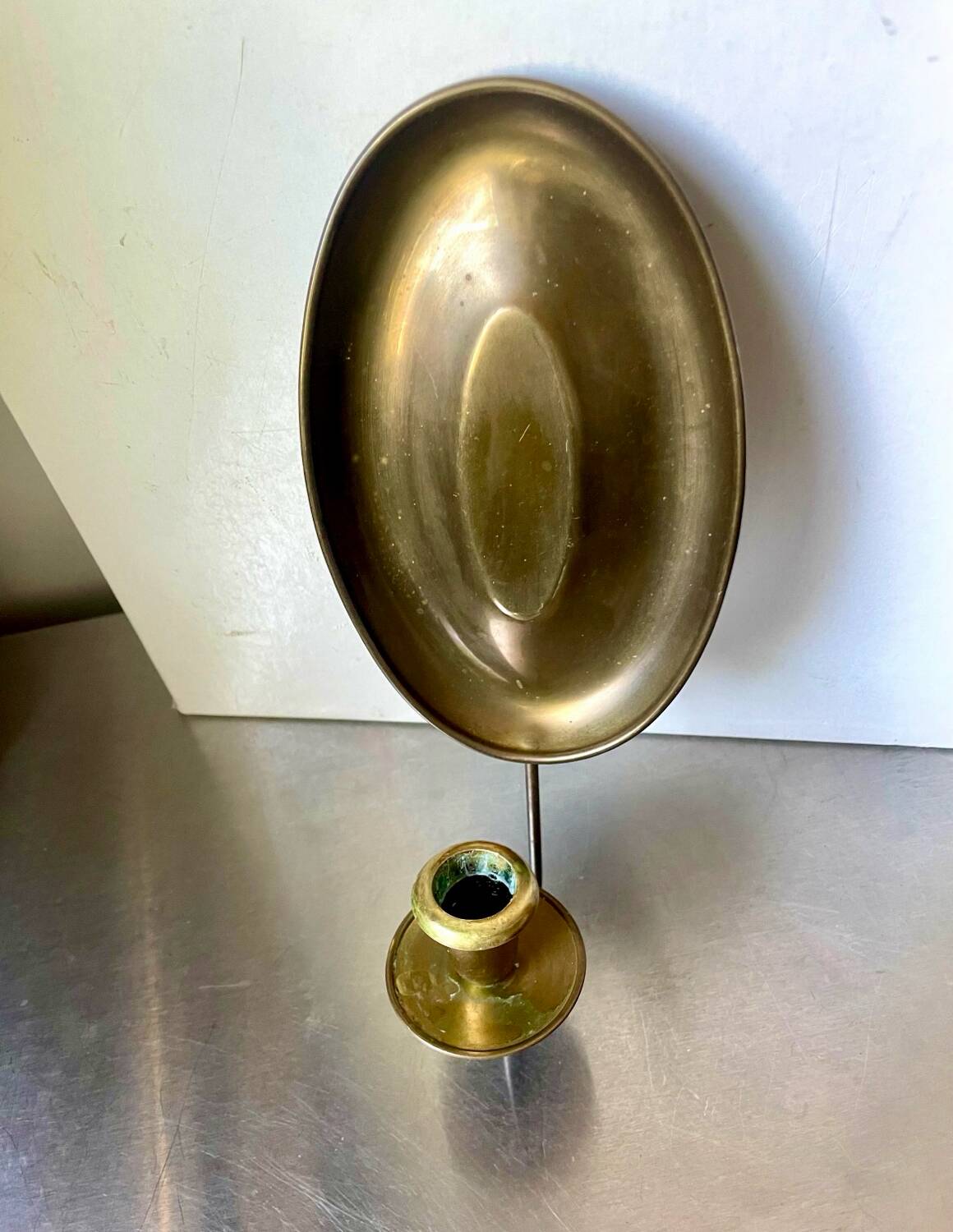 Vintage  Brass Wall mirrored Candle Sconce height 25 cm