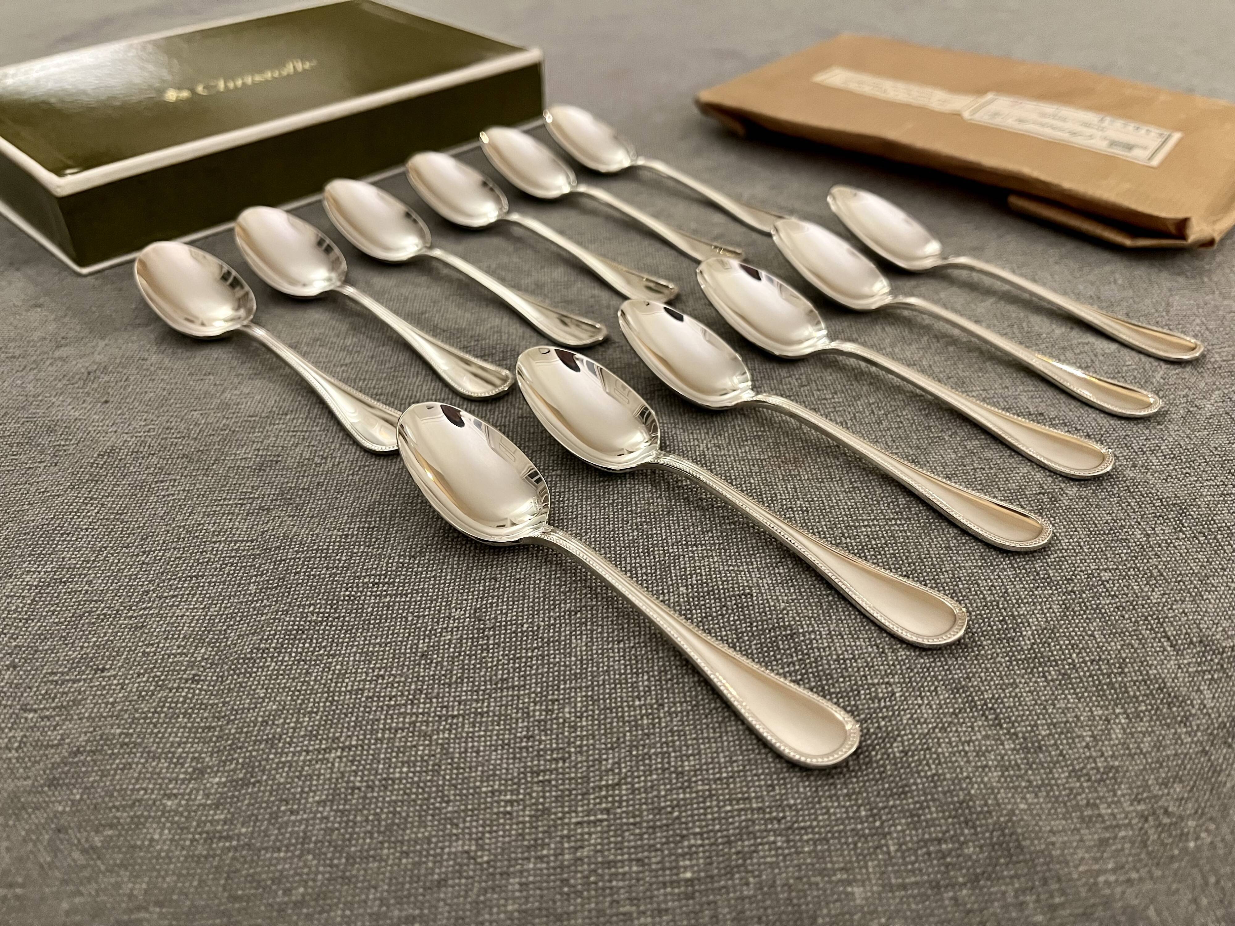 12 spoons Christofle Perle