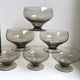 Set of 6 art deco design champagne glasses in smoked glass 30s-40s