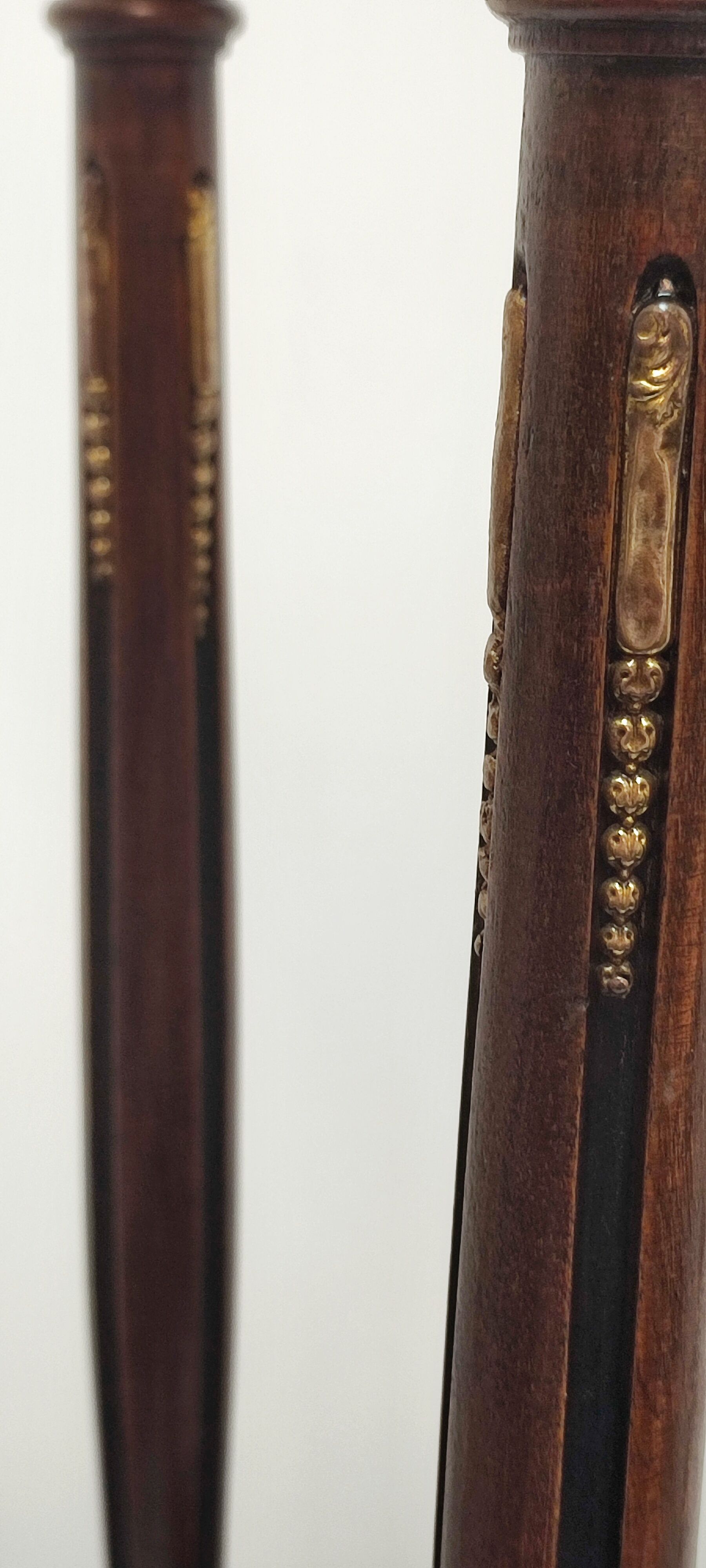 Auxiliary table made of wood, marble and brass, France 1950