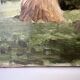 Old oil painting on canvas "The Haystacks" dated 1902.