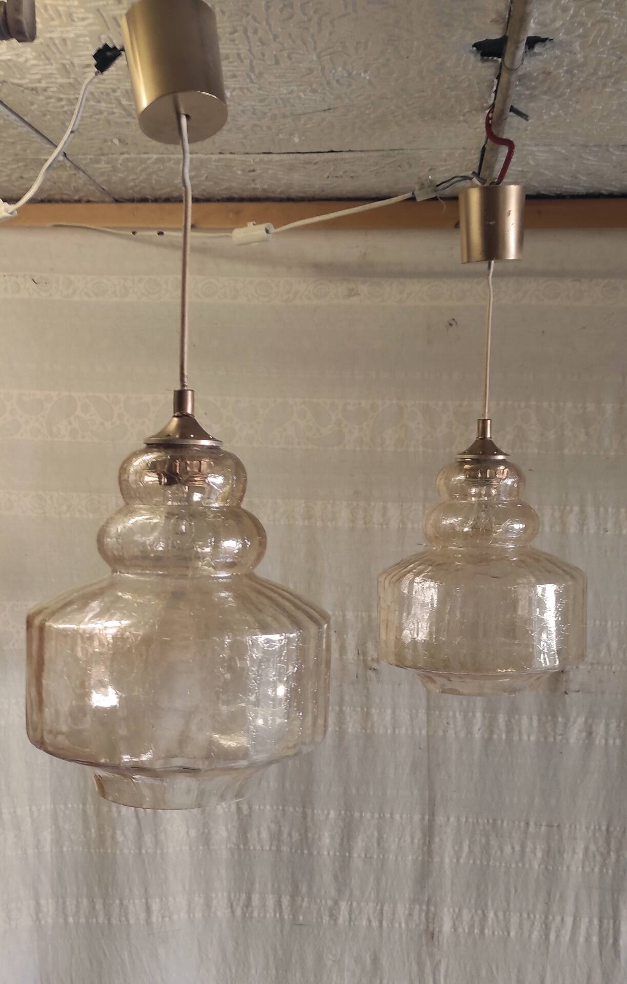 Amber glass Scandinavian suspension style - 1960s-70s