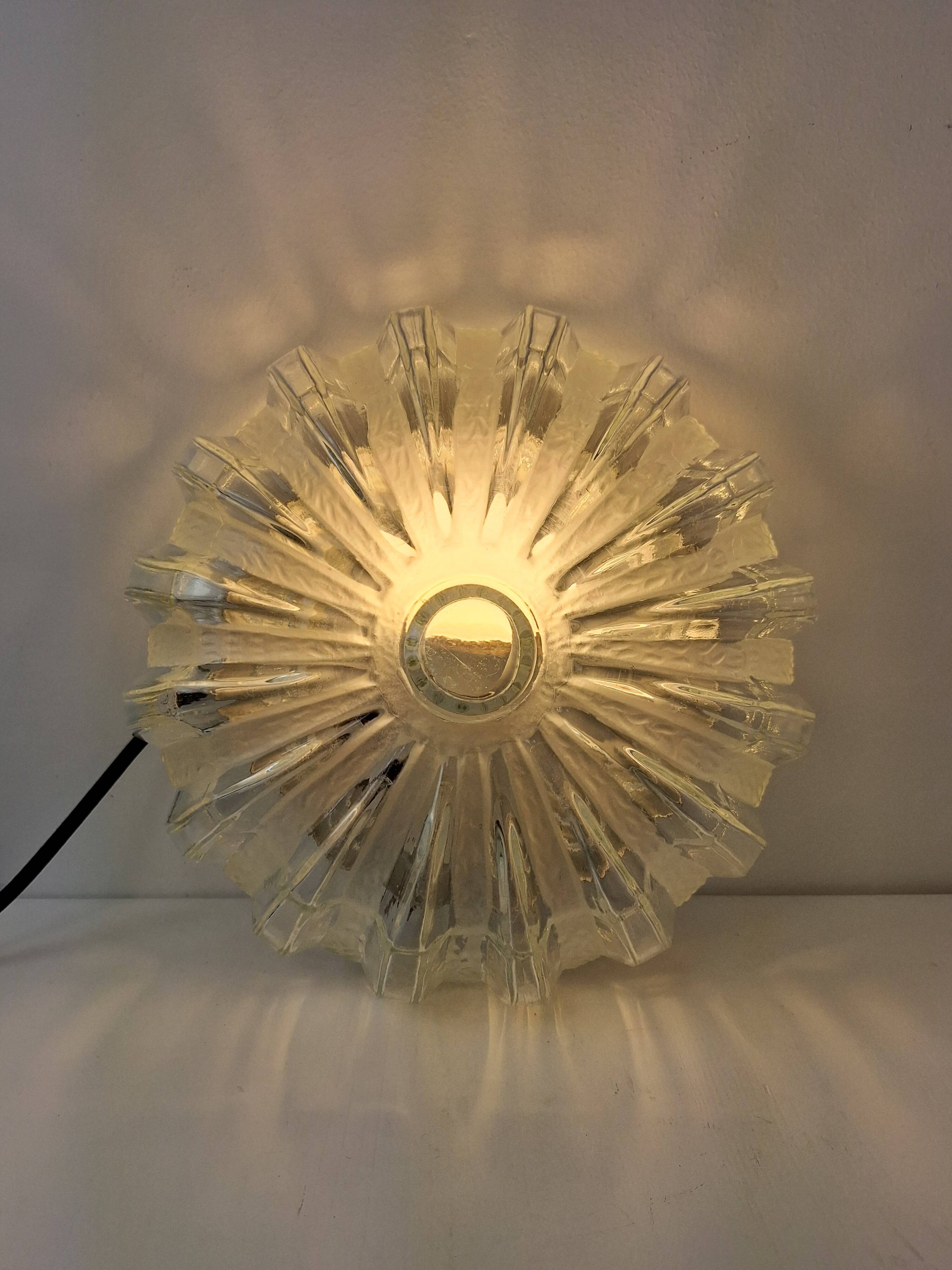 Plafonnier ou applique verre vintage 80s