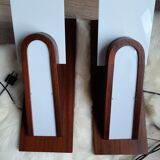 Paire de lampes scandinave bois et plexiglas