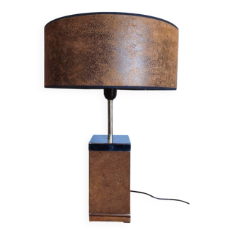 Vintage table lamp in nubuck and leather – 70s/80s design