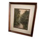 Enhanced Lithographic Engraving Path Under Wood Forest Tree Landscape Gilded