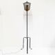 Lampadaire vintage francais tripode 1950 rockabilly metal perforee acier la