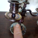 Paire - Candélabre Centre de table - Bronze argenté