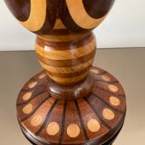 Vintage lamp in inlaid wood 60s-70s