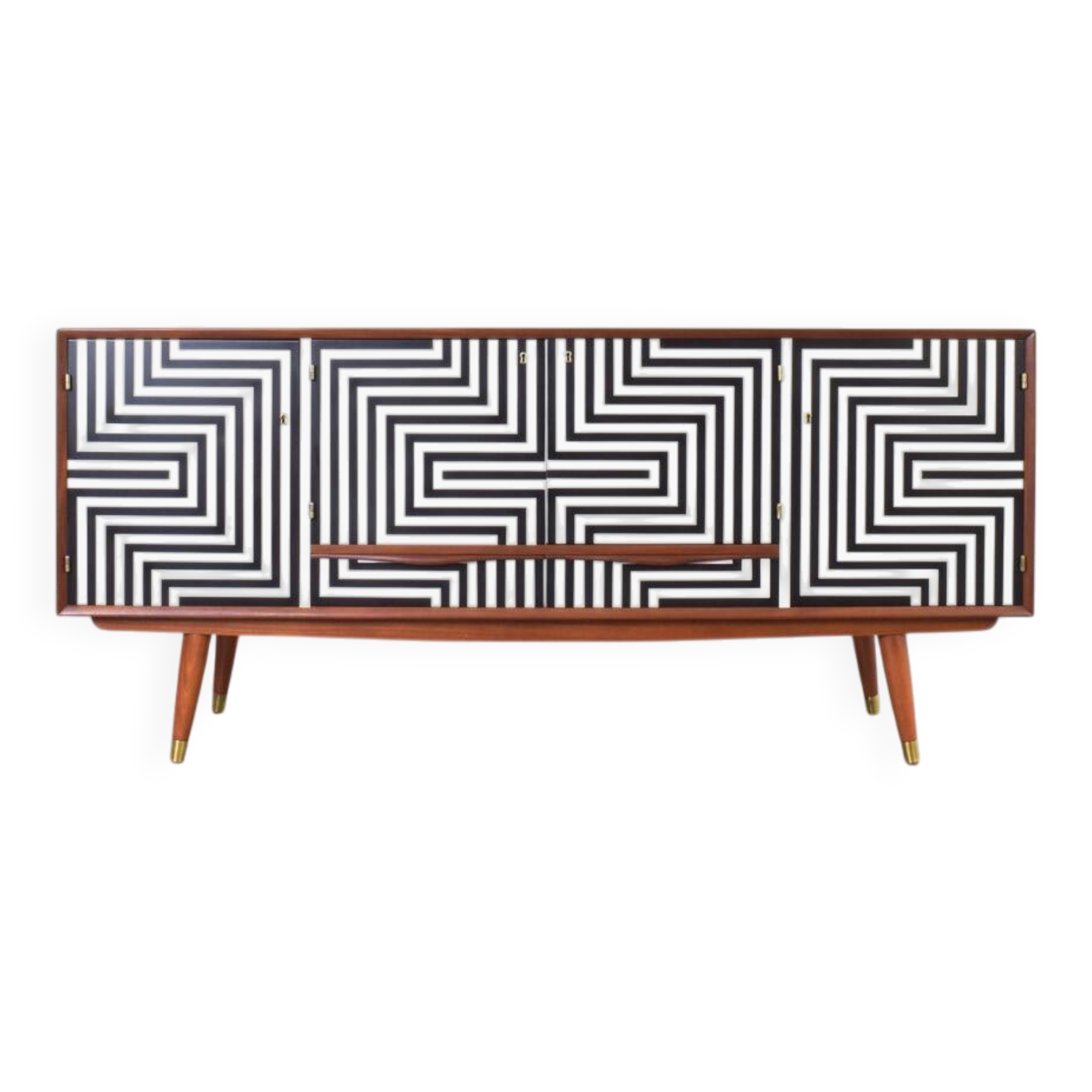 Buffet peint à la main Op-Art du milieu du siècle de Sven Andersen Møbelfabrikk