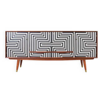 Mid-Century Op-Art Hand-Painted Sideboard from Sven Andersen Møbelfabrikk